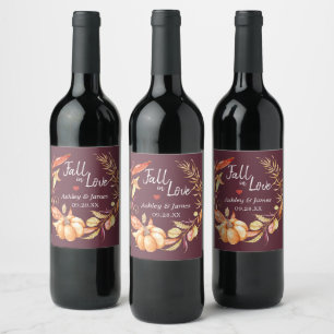 Rótulo De Garrafa De Cerveja Monograma de Casamento de Folhagem de outono