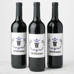 Rótulo De Garrafa De Cerveja Monograma de coroa por coroa 'W' Personalizado