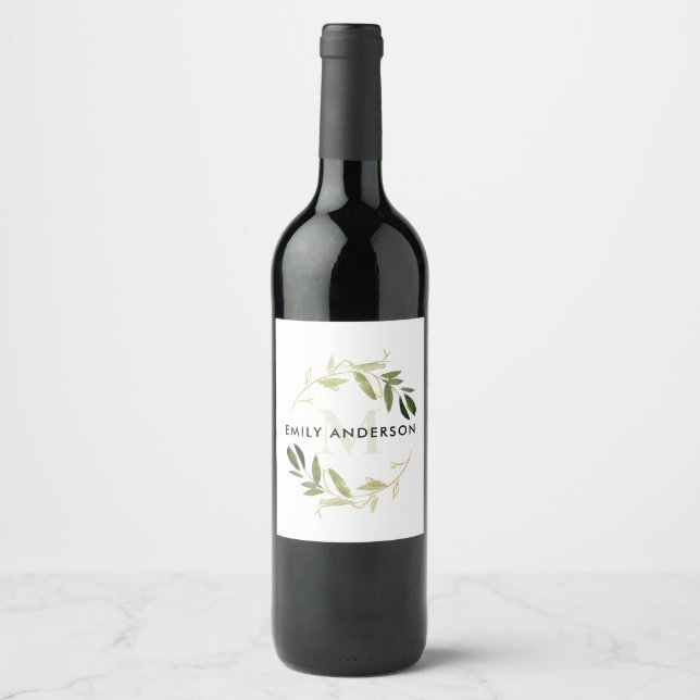 Rótulo De Garrafa De Cerveja MONOGRAMA DE CORREÇÃO DA COR DA FOLIAGEM VERDE Dou (Frente)