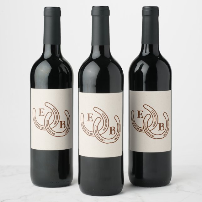 Rótulo De Garrafa De Cerveja Monograma de Cunhas Simples de Casamento Ocidental (Garrafas)