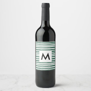 Rótulo De Garrafa De Cerveja Monograma de faixa verde de aquarela