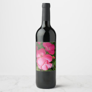 Rótulo De Garrafa De Cerveja Monograma de Fotografia da Flor Geranium Rosa Gira