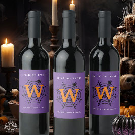 Rótulo De Garrafa De Cerveja Monograma de Teia de Aranha de Halloween para Doce