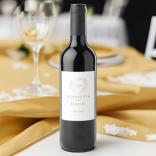 Rótulo De Garrafa De Cerveja Monograma elegante de ouro botânico de crista case