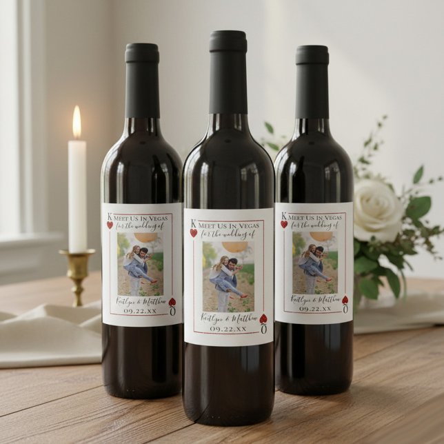 Rótulo De Garrafa De Cerveja Monograma Jogando Cartão Foto De Casamento Salva A (Criador carregado)