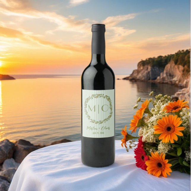 Rótulo De Garrafa De Cerveja Monograma Personalizado da Terra da Oliveira (Criador carregado)