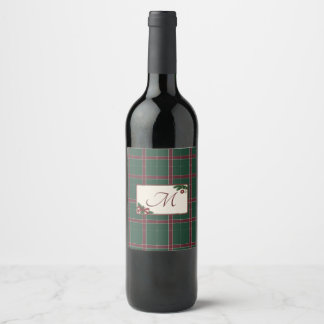 Rótulo De Garrafa De Cerveja Monograma Xadrez Verde Pinheiro Natal Heritage Vin