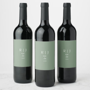 Rótulo De Garrafa De Cerveja Monogramas Verde Salgueiro Tendência Elegante Casa