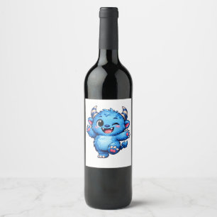 Rótulo De Garrafa De Cerveja Monstro Azul Fofo