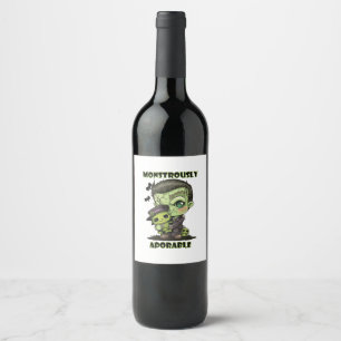 Rótulo De Garrafa De Cerveja Monstro de Frankenstein Fofo com pelúcia