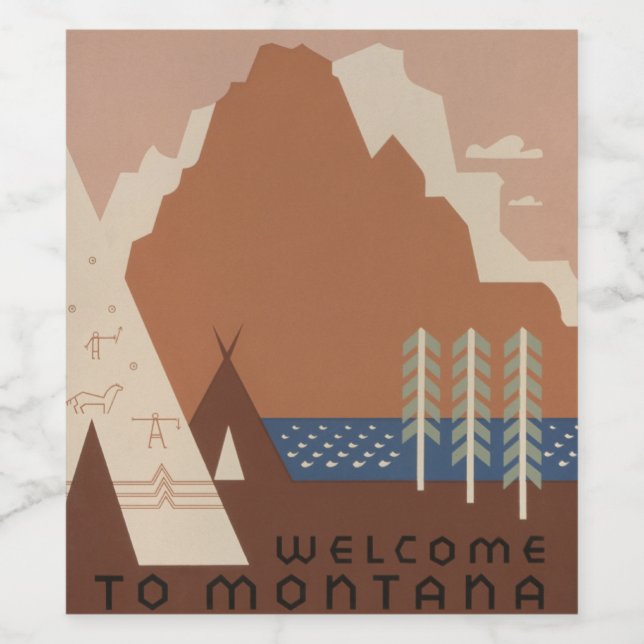 Rótulo De Garrafa De Cerveja Montana State Native American Indian Tribes WPA (Rótulo Único)