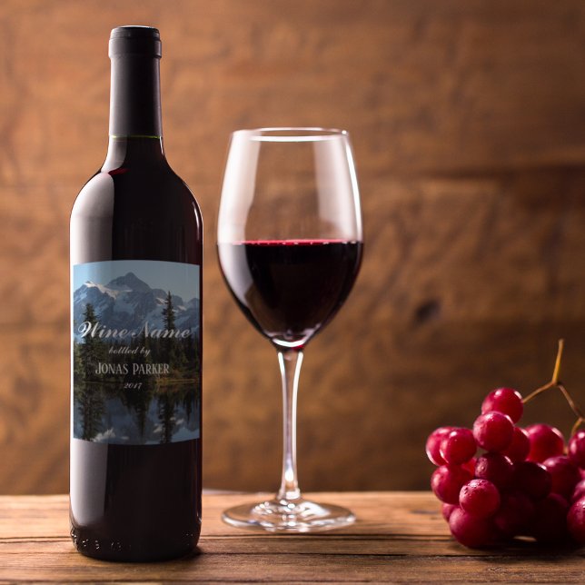 Rótulo De Garrafa De Cerveja Montanha Cênica e Foto do Lago Personalizada (In Situ)