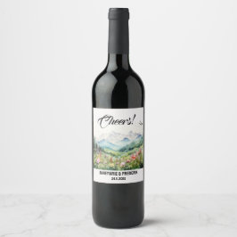 Rótulo De Garrafa De Cerveja Montanha e flor silvestre