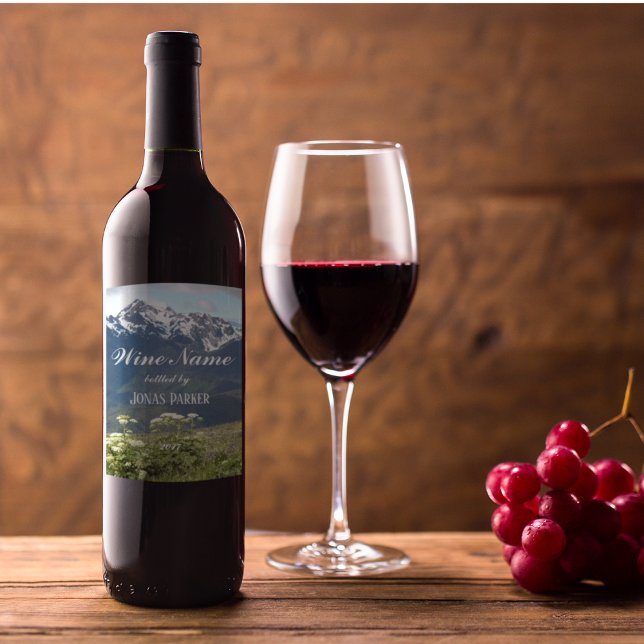 Rótulo De Garrafa De Cerveja Montanha Flores Selvagens Foto Personalizada (In Situ)