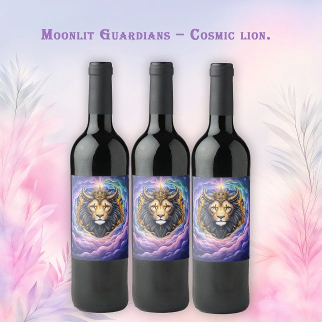 Rótulo De Garrafa De Cerveja Moonlit Guardians – Cosmic lion. (Criador carregado)