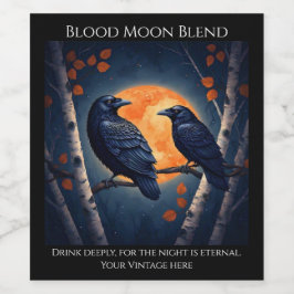 Rótulo De Garrafa De Cerveja Moonlit Ravens em Birch Trees