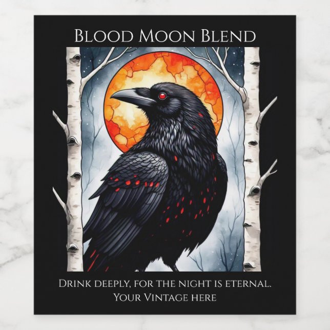 Rótulo De Garrafa De Cerveja Moonlit Ravens em Birch Trees (Rótulo Único)