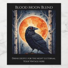 Rótulo De Garrafa De Cerveja Moonlit Ravens em Birch Trees