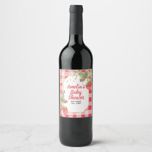 Rótulo De Garrafa De Cerveja Morangos Doces Aquarela Morango Chá de Bebê