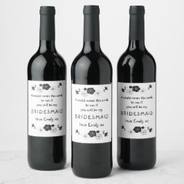 Rótulo De Garrafa De Cerveja Motif Floral de Script de Proposta Bridesmaid