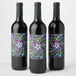 Rótulo De Garrafa De Cerveja Movimentos Coloridos Abstrato com Arte Fractal em 