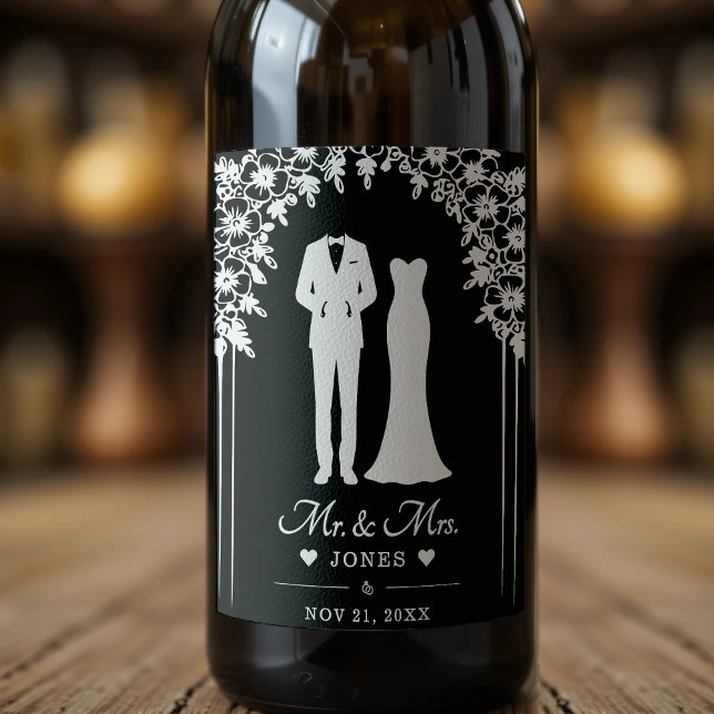 Rótulo De Garrafa De Cerveja Mr & Mrs Wedding Dress Tuxedo Newlywed Couple (Mr & Mrs Wedding Dress Tuxedo Newlywed Couple Wine Label
)