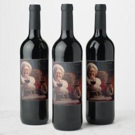 Rótulo De Garrafa De Cerveja Mrs Claus Wine Bottle Label