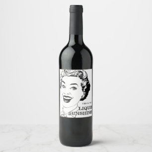 Rótulo De Garrafa De Cerveja Mulher Retro Líquida Sunshine