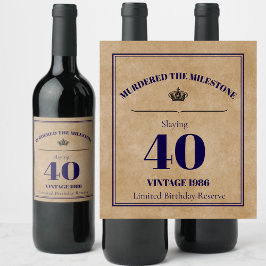 Rótulo De Garrafa De Cerveja Murdered the Milestone 40th Birthday Wine Label | 