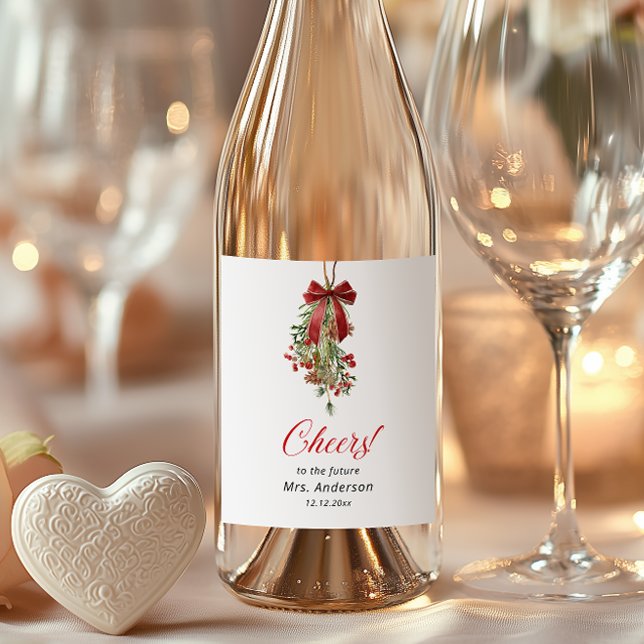 Rótulo De Garrafa De Cerveja Murkku de Natal com Laço Vermelho Festa de Casamen (Criador carregado)