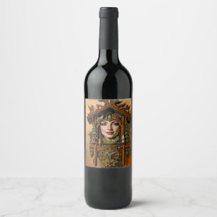 Rótulo De Garrafa De Cerveja “Musa Atemporal” – Um Retrato de Relógio Cuco