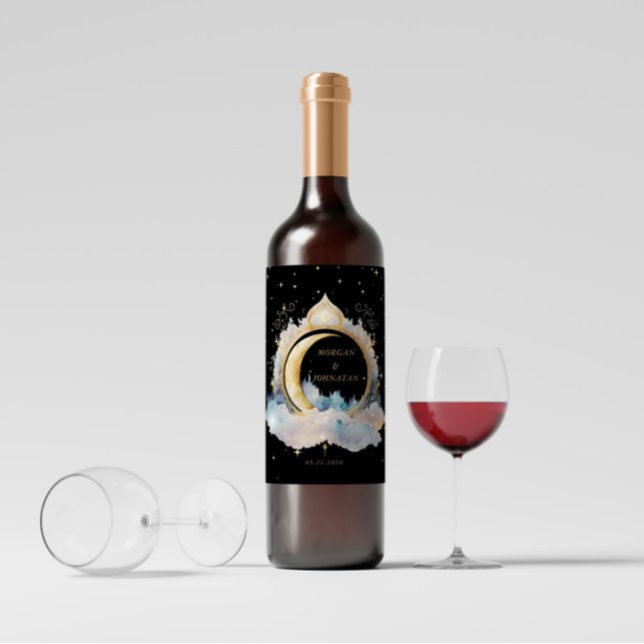 Rótulo De Garrafa De Cerveja Mystical Celestial Moon Wedding (Criador carregado)