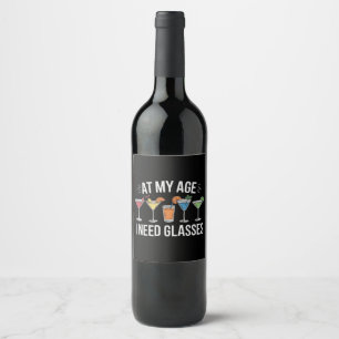 Rótulo De Garrafa De Cerveja Na Minha Idade Preciso de Óculos Vino Alcool Engra