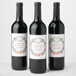 Rótulo De Garrafa De Cerveja Na moda Coral Floral Confirmation Communion