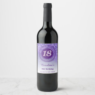 Rótulo De Garrafa De Cerveja Na moda de queda de brilho roxo 18º aniversário