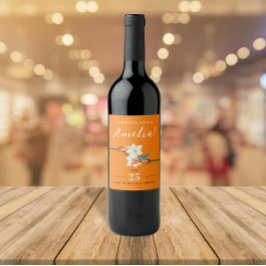 Rótulo De Garrafa De Cerveja Na moda Orange Lily Retro Aniversário Floral