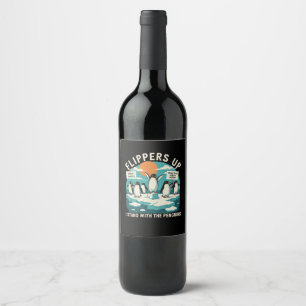 Rótulo De Garrafa De Cerveja Nadadeiras Acima Eu Fico Com Pinguins Engraçado Re