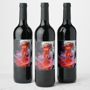 Rótulo De Garrafa De Cerveja "Nascer do Inferno" - Retrato da Mulher Vulcânica