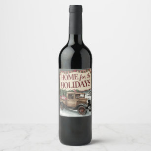 Rótulo De Garrafa De Cerveja Natais vintages caminham para casa para as festas