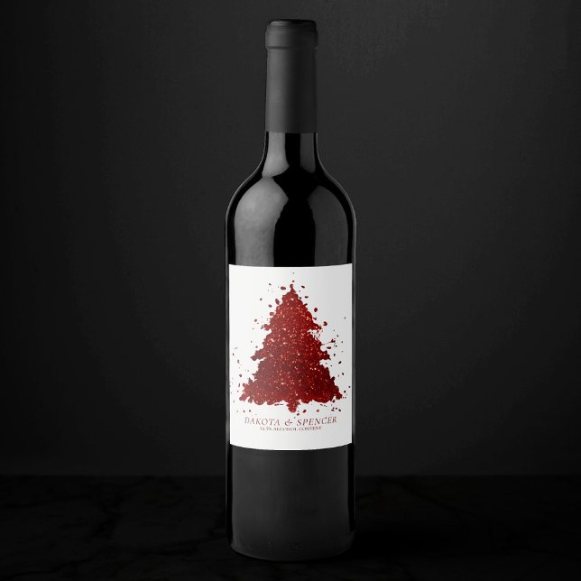 Rótulo De Garrafa De Cerveja Natal clássico | Rich Crimson Red Tree (Criador carregado)