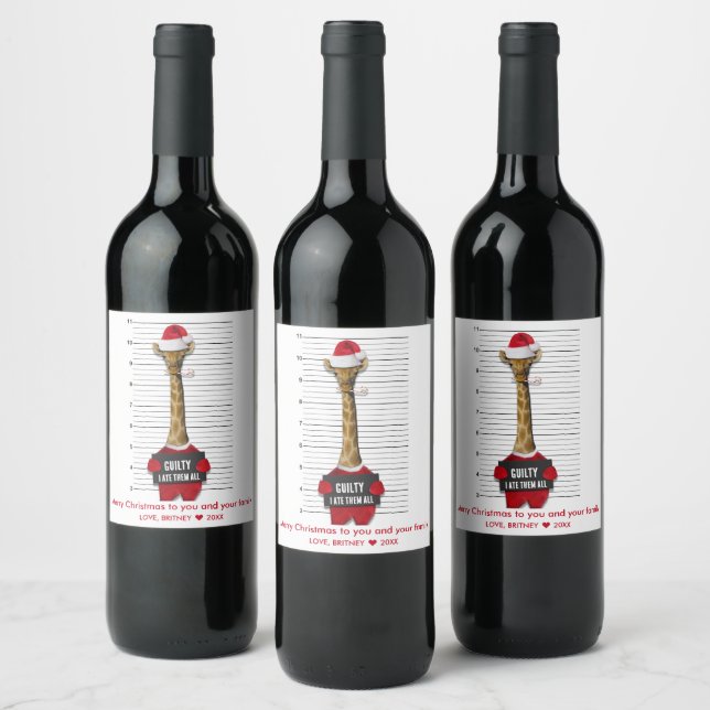 Rótulo De Garrafa De Cerveja Natal da Mogshot Guilty Funny Giraffe (Garrafas)
