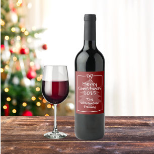Rótulo De Garrafa De Cerveja Natal Desenho Caprichoso Borgonha Personalizado 