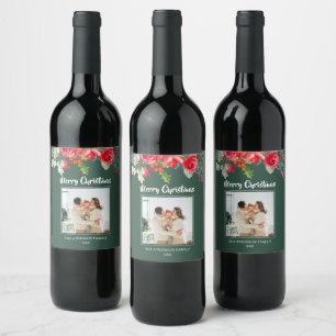 Rótulo De Garrafa De Cerveja Natal Família Floral Verde Elegante