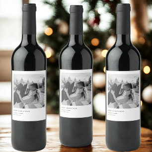 Rótulo De Garrafa De Cerveja Natal minimalista em preto e branco