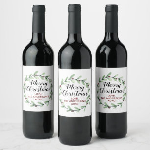 Rótulo De Garrafa De Cerveja Natal moderno da grinalda do azevinho da aguarela