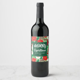 Rótulo De Garrafa De Cerveja Natal Poinsettia Red White Floral Monograma