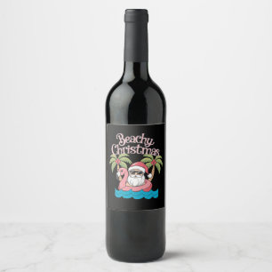 Rótulo De Garrafa De Cerveja Natal Praia Tropical de Férias Santa Praia