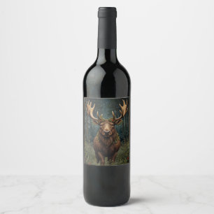 Rótulo De Garrafa De Cerveja Natal rústico alce veado boho floresta florestal 