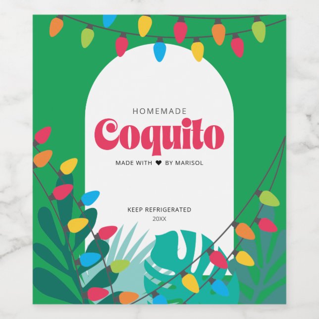 Rótulo De Garrafa De Cerveja Natal Tropical de Coquito (Rótulo Único)