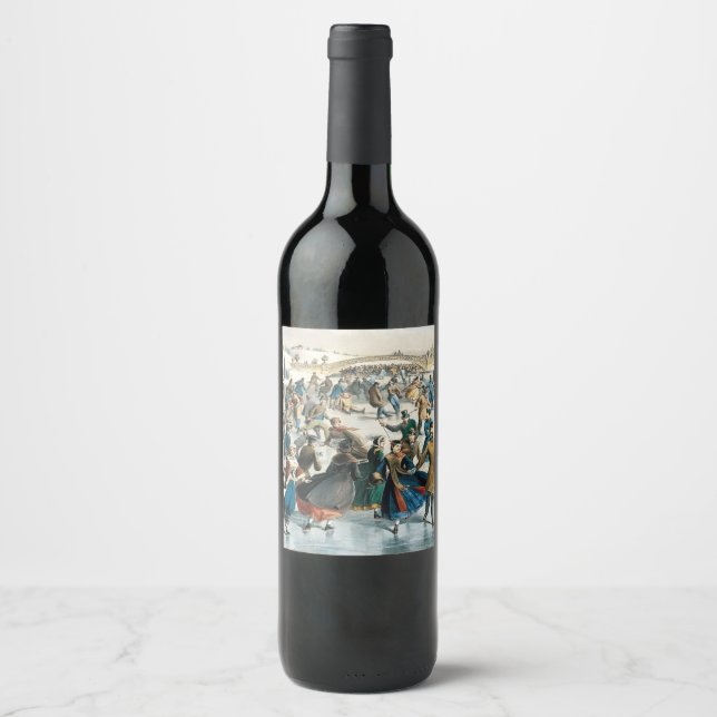 Rótulo De Garrafa De Cerveja Natal Vitoriano Central Park Currier & Ives (Frente)